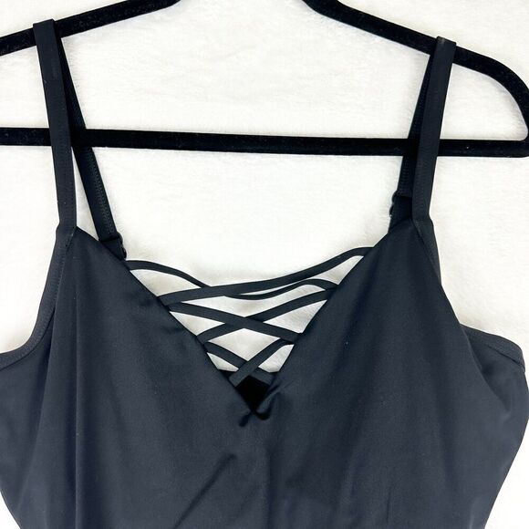 Seafolly DD Cup Maillot One Piece Swimsuit Size 10 Black V-Neck Underwire - Picture 6 of 10